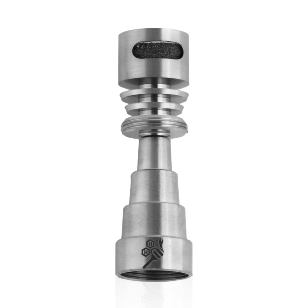 Honeybee Herb Titanium 6-in-1 Moon Rock Dab Nail, versatile fit for rigs, front view on white
