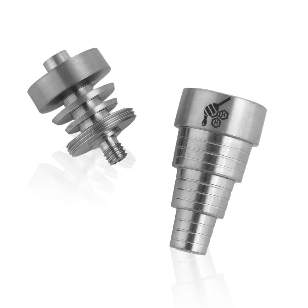 Honeybee Herb Titanium 6 in 1 Original Dab Nail in Silver, versatile for various joint sizes