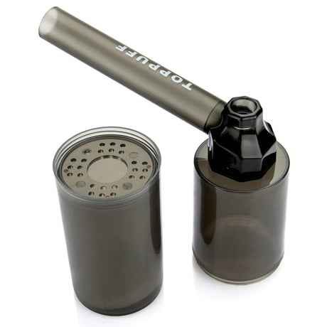 PILOT DIARY Portable Toppuff Water Bottle Pipe Kit in black, front view, ideal for travel