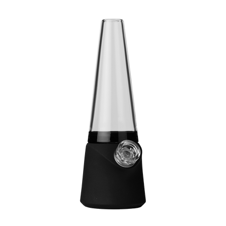SOFTGLASS Modular Totem Bong with black silicone base and clear top, front view on white background