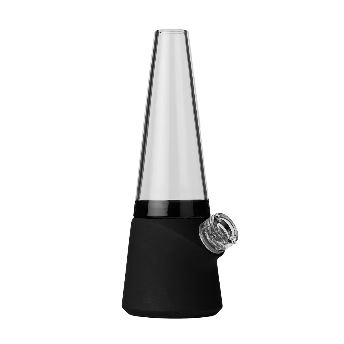 SOFTGLASS Modular Totem Bong, black silicone base, clear top, with carrying case, front view