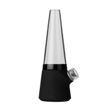 SOFTGLASS Modular Totem Bong with black silicone base and clear top, side view on white background
