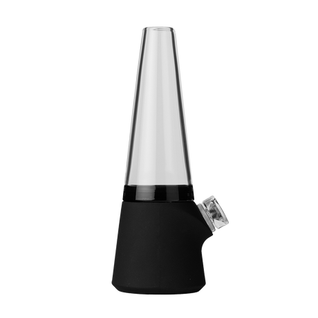 SoftGlass Modular Totem Bong with silicone base, front view on white background, includes carrying case
