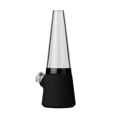 SOFTGLASS Modular Totem Bong with black silicone base and transparent upper, side view with carrying case
