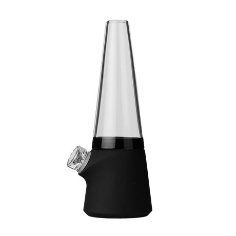 SOFTGLASS Modular Totem Bong with black silicone base and clear top, side view with carrying case