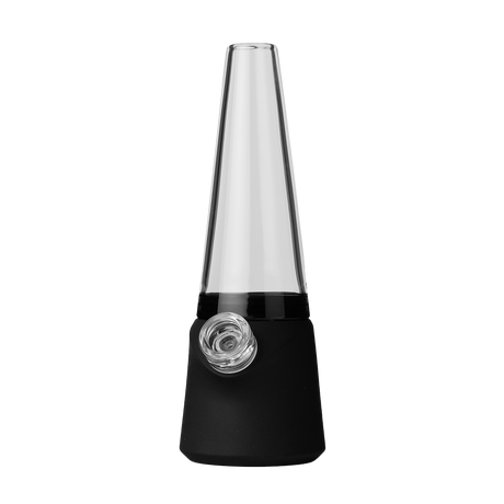 SOFTGLASS Modular Totem Bong front view with clear glass and black silicone base