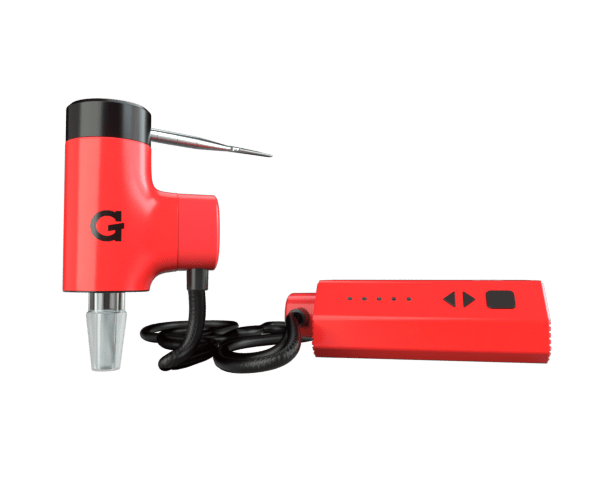 Tyson 2.0 x G Pen Hyer Vaporizer in red with power dock, side view, for precision heating