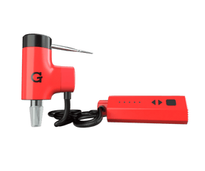 Tyson 2.0 x G Pen Hyer Vaporizer in red with power dock, side view, for precision heating