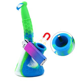 PILOT DIARY Silicone Beaker Bong in Blue & Green with Magnetic Lighter Holder