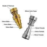 Honeybee Herb Titanium 6 in 1 Skillet Dab Nail in Gold and Silver Variants, Compatible with Multiple Sizes