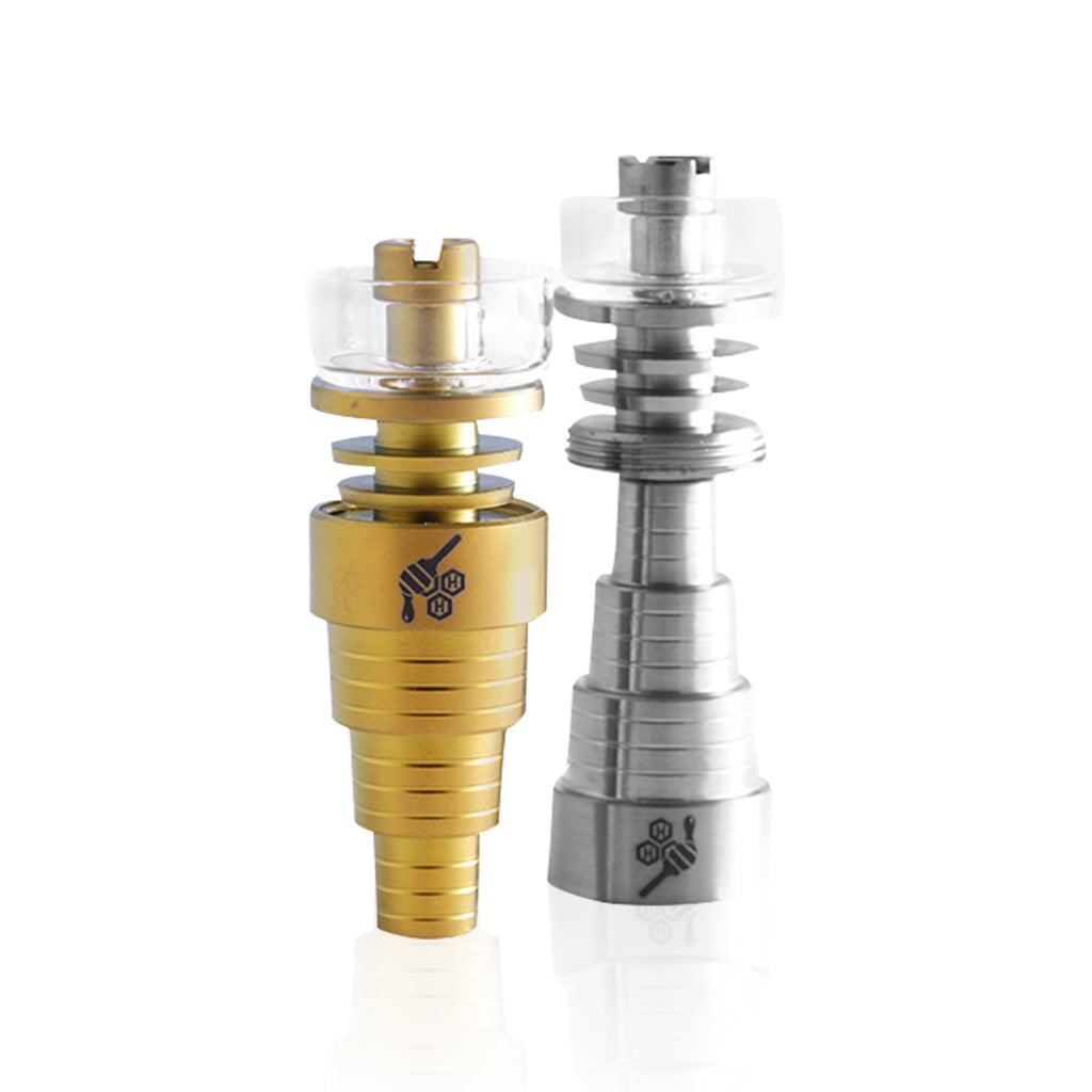 Honeybee Herb Titanium Hybrid Dab Nail, 6 in 1 Design, Gold & Silver Variants, for Dab Rigs