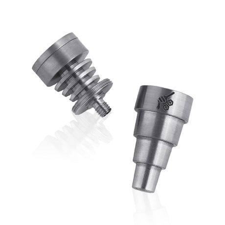 Honeybee Herb Titanium 6 in 1 Skillet Dab Nail in Silver, versatile design for various joint sizes