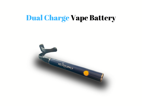 Helio Supply Dual Charge Vape Battery in Navy Blue - Angled View