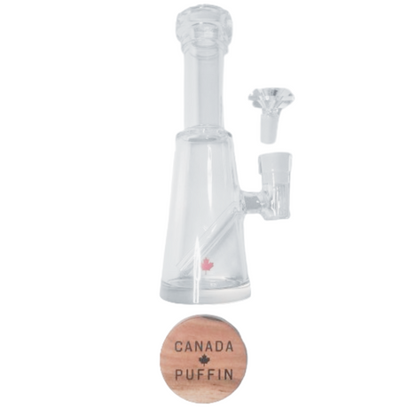 Polaris 8.5" Water Pipe by Canada Puffin - Clear Glass Front View with Logo