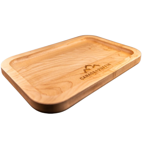 Canada Puffin Muskoka Wooden Rolling Tray - Angled Front View