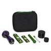 The Very Happy Kit in Black with glass pipe, grinder, and accessories on white background