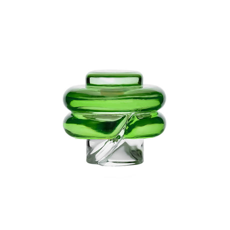 VLAB Green Opal-Embedded Spinning Carb Cap, Front View on Seamless White Background