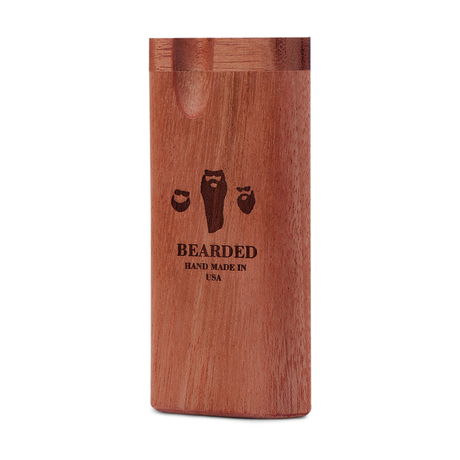 Bearded Distribution Wood Dugout with Glass One-Hitter, Front View, Handcrafted in USA