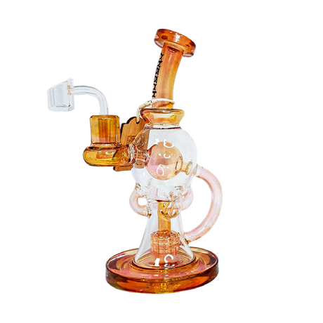 Cheech Glass 9" Amber Fumed Recycler Dab Rig with Banger - Front View
