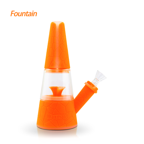 Waxmaid Fountain Silicone Glass Water Pipe in Translucent Orange with Durable Design