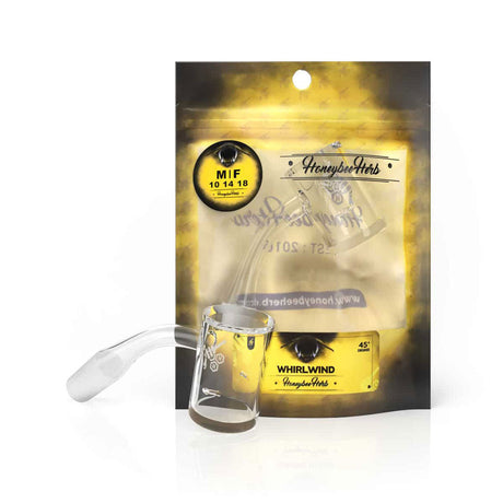 Honeybee Herb Whirlwind Quartz Banger at 45° angle, clear, flat top design, for dab rigs