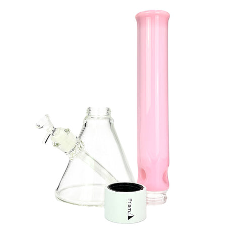 Prism HALO Tall Beaker Single Stack in Pink - Front View with Accessories