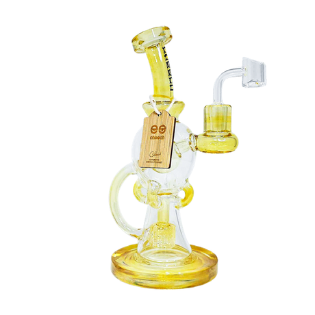 Cheech Glass 9" Fumed Recycler Dab Rig with Banger - Front View on White Background