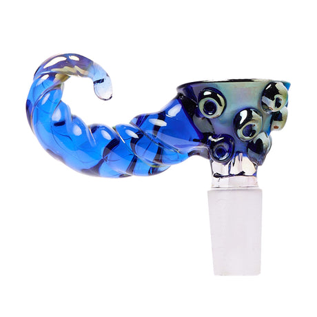 Cheech Glass Fumed Bowl with Handle in Blue, Front View - Durable with Easy Grip