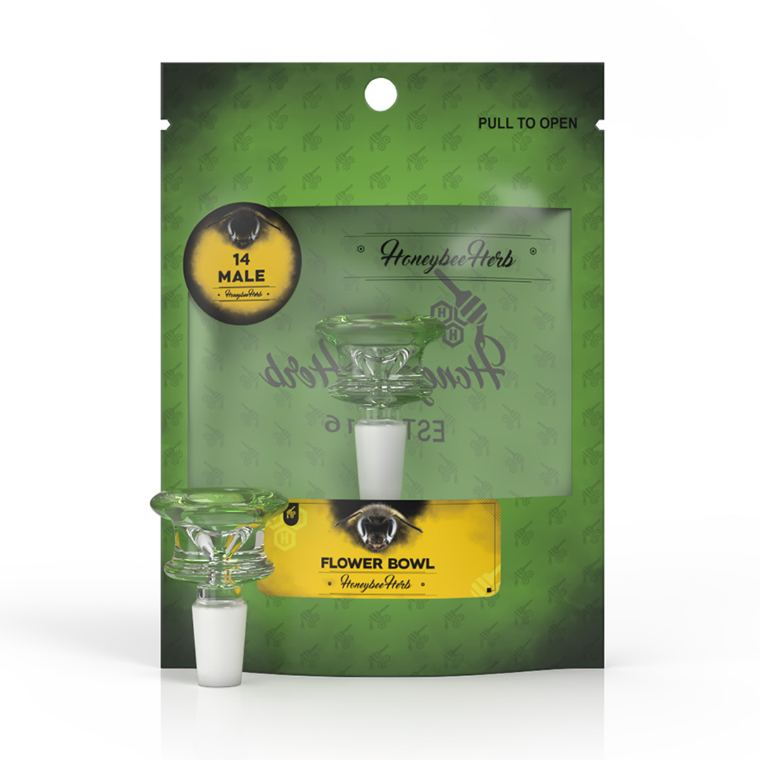 Honeybee Herb Flower Bowls in Green Line variant, front view on retail packaging