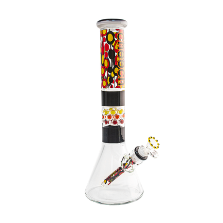 Cheech Glass 13" Red Pattern Beaker Bong with Clear Glass and Colorful Accents