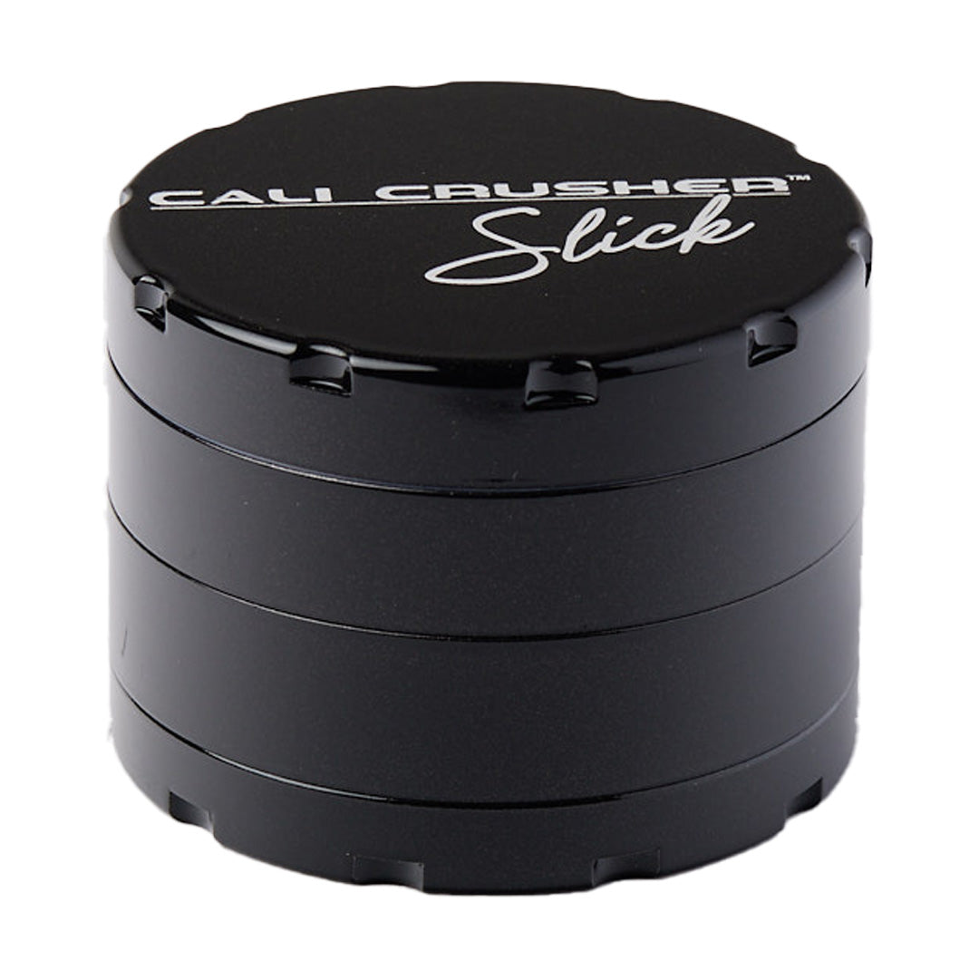 Cali Crusher O.G. Slick 2.5" Grinder in Black - Front View on White Background