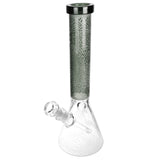 A-Maze-ing Etched Beaker Water Pipe with intricate design, 14.5" tall, 45-degree joint, front view