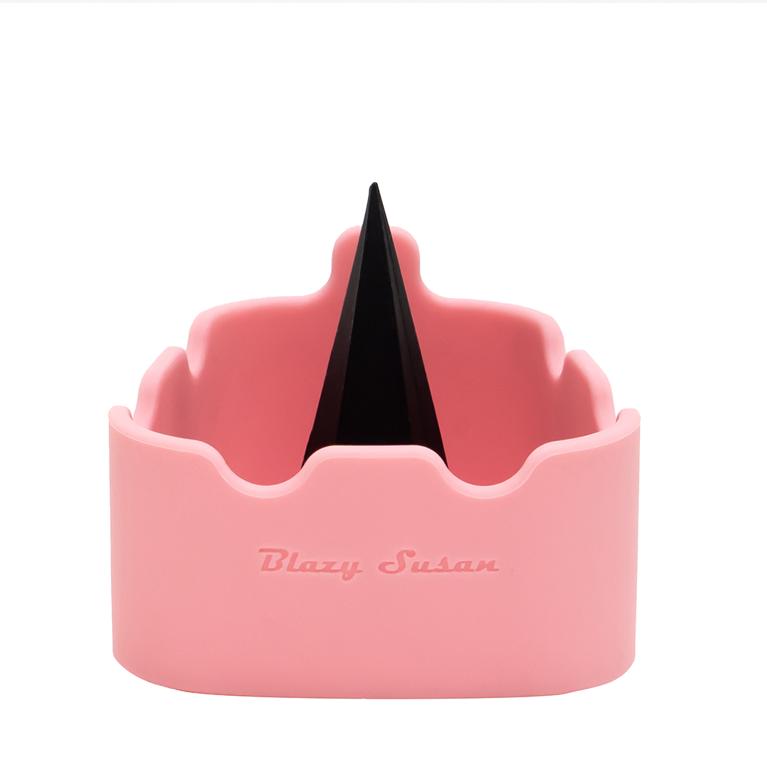 Blazy Susan Pink Spinning Rolling Tray - Front View with Multiple Compartments