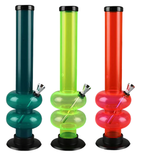 Assorted colors acrylic double bubble base water pipes with deep bowls for dry herbs