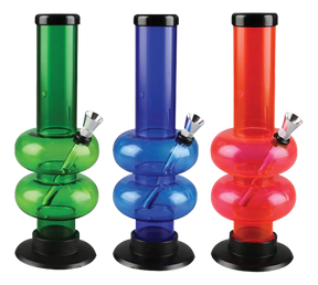 Colorful Acrylic Double Bubble Water Pipes with Aluminum Bowl, Front View