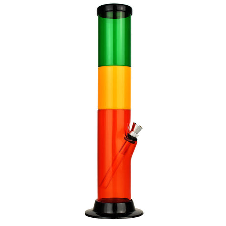 12.5" Acrylic Rasta Straight Water Pipe for Dry Herbs, Red Green Gold, Front View