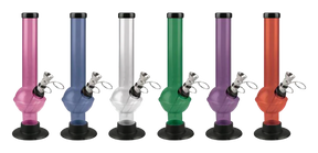 Colorful Acrylic UFO Water Pipes, 8" height, for dry herbs, front view on white background