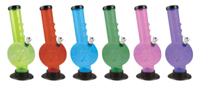 Assorted 9" Acrylic Water Pipes with Disc Base, Durable & Portable for Dry Herbs, Front View
