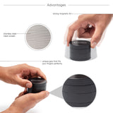 GC 2.5" Ceramic Herb Grinder by Blue Bus with strong magnetic lid and stainless steel mesh screen