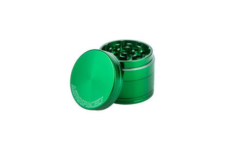 Aerospaced by Higher Standards 4-Piece Grinder in Green, Compact Aluminum Design, Front View