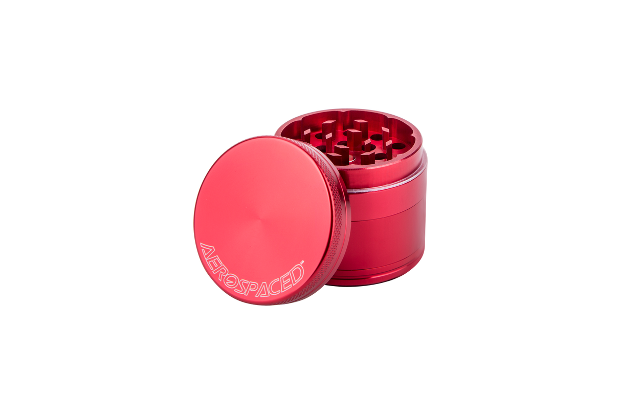 Aerospaced by Higher Standards 4-Piece Grinder in Red, Compact Design, for Dry Herbs - Side View