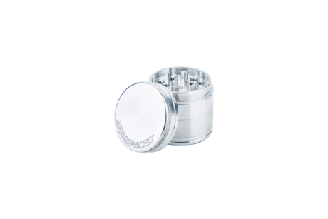Aerospaced by Higher Standards 4-Piece Grinder in Silver, Compact Design for Dry Herbs, USA Made
