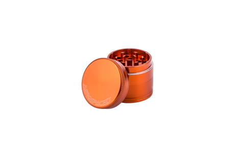 Aerospaced by Higher Standards 4-Piece Grinder in Orange, Compact Aluminum Design, Side View