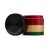 Aerospaced by Higher Standards 4-Piece Grinder in Rasta colors, compact 2.0" design, portable and durable