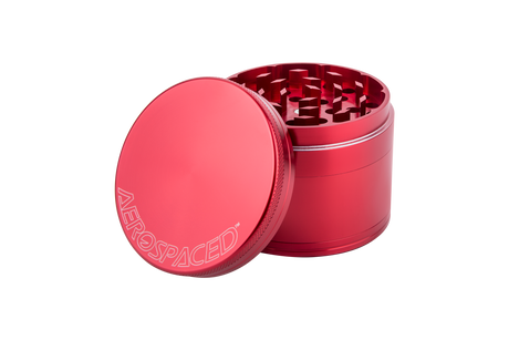 Aerospaced by Higher Standards red 4-piece aluminum grinder, 2.0" size, compact and portable design