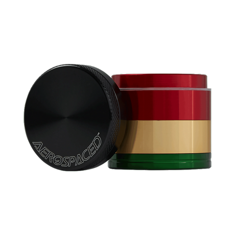 Aerospaced by Higher Standards 4-Piece Grinder in Rasta Colors - 2.0" Compact Size