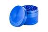 Higher Standards Aerospaced 4-Piece Grinder in Blue, 2.5", compact aluminum design, ideal for dry herbs