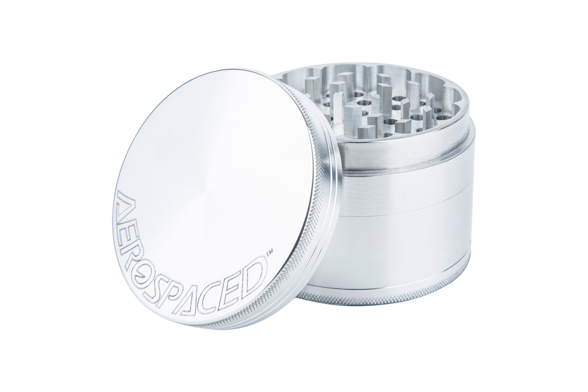 Aerospaced by Higher Standards 4-Piece Aluminum Grinder, 2.5" Silver, Compact Design