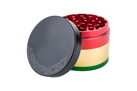 Aerospaced by Higher Standards 4-Piece Aluminum Grinder, 2.5", Rasta Colors, Side View