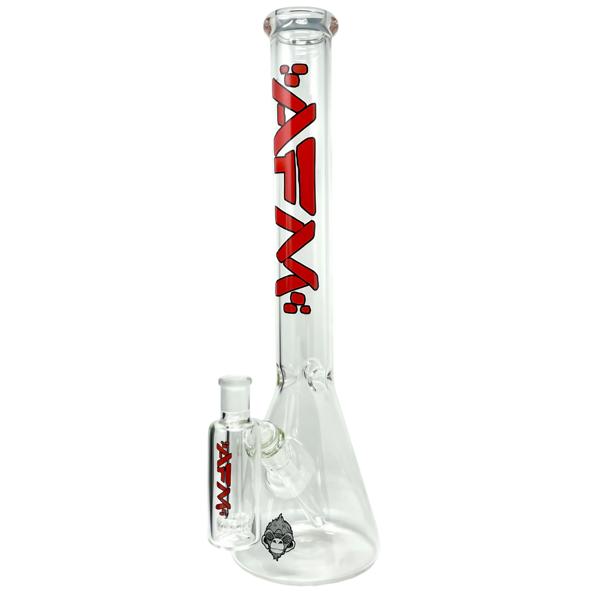 AFM Glass Beaker Bong Set, 18" Height, 45 Degree Joint, Front View on White Background